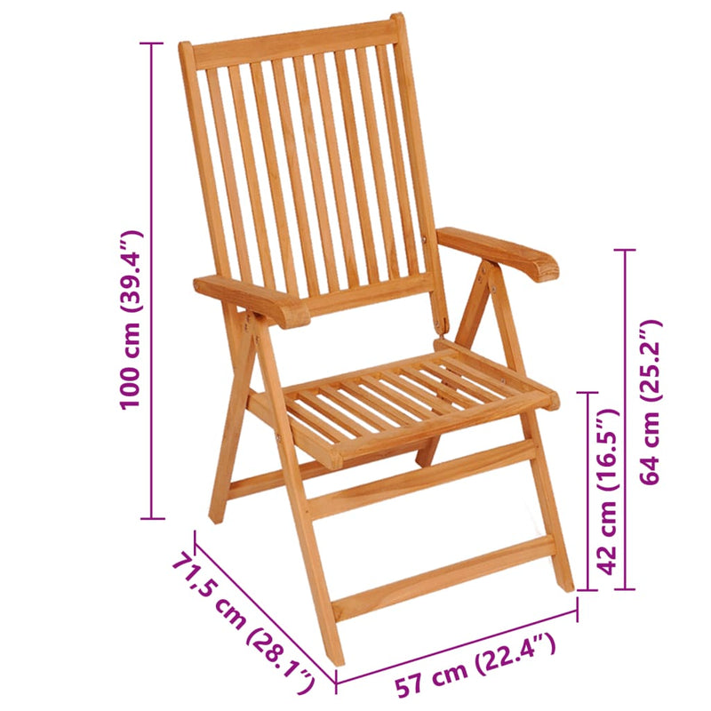 Gartenstühle 2 Stk. mit Grauen Kissen Massivholz Teak