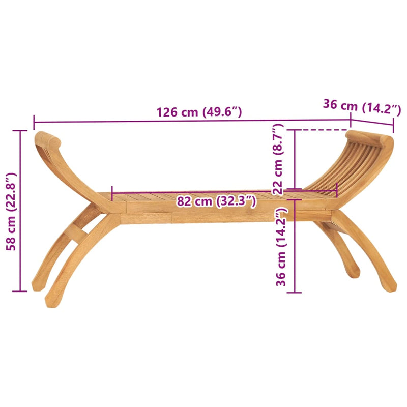 Gartenbank 126 cm Massivholz Teak