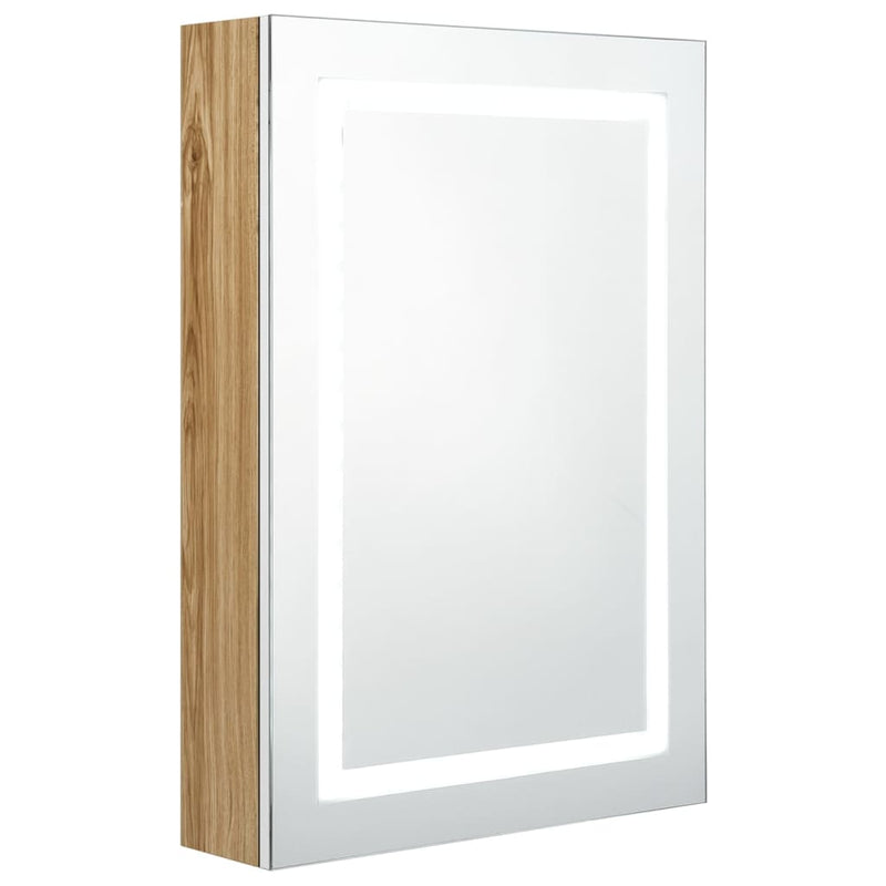 LED-Spiegelschrank fürs Bad Weiß und Eichen-Optik 50x13x70 cm