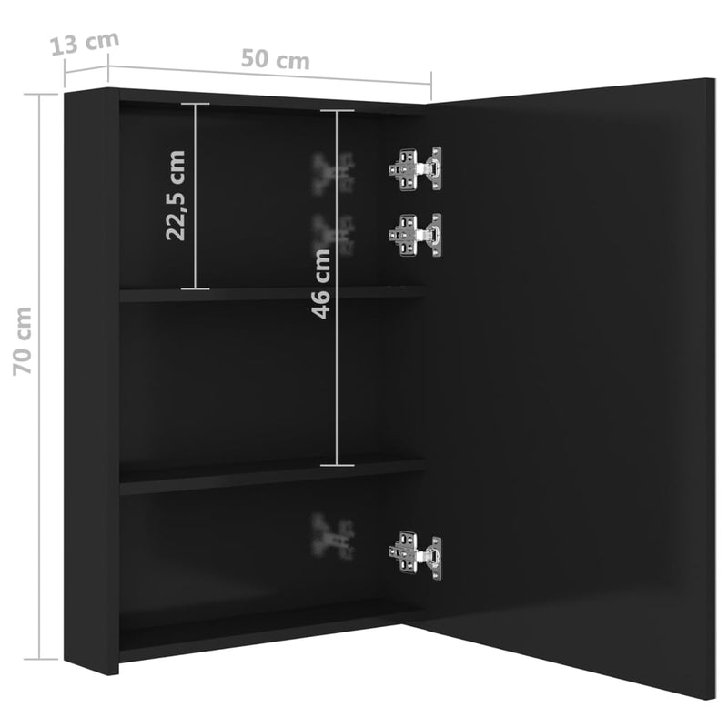 LED-Spiegelschrank fürs Bad Glänzend Schwarz 50x13x70 cm