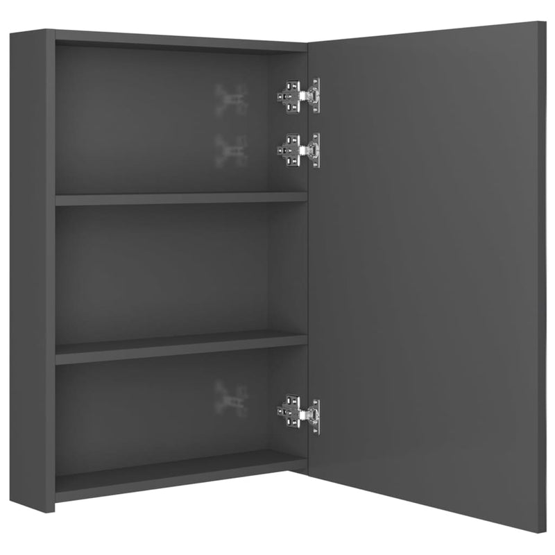 LED-Bad-Spiegelschrank Glänzendes Grau 50x13x70 cm