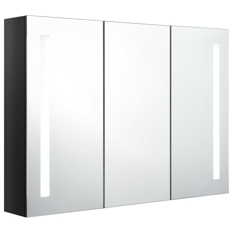 LED-Spiegelschrank fürs Bad 89x14x62 cm Glänzend Schwarz