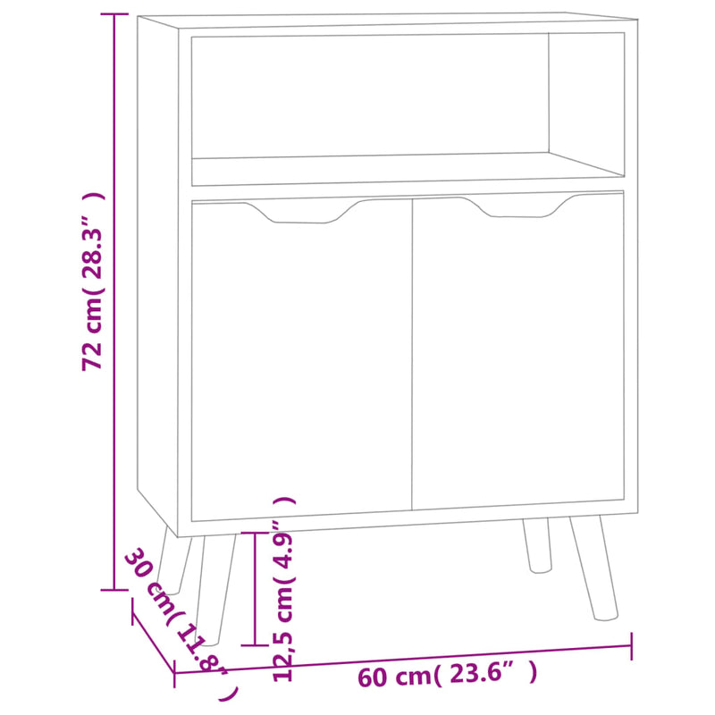 Sideboard Schwarz 60x30x72 cm Holzwerkstoff