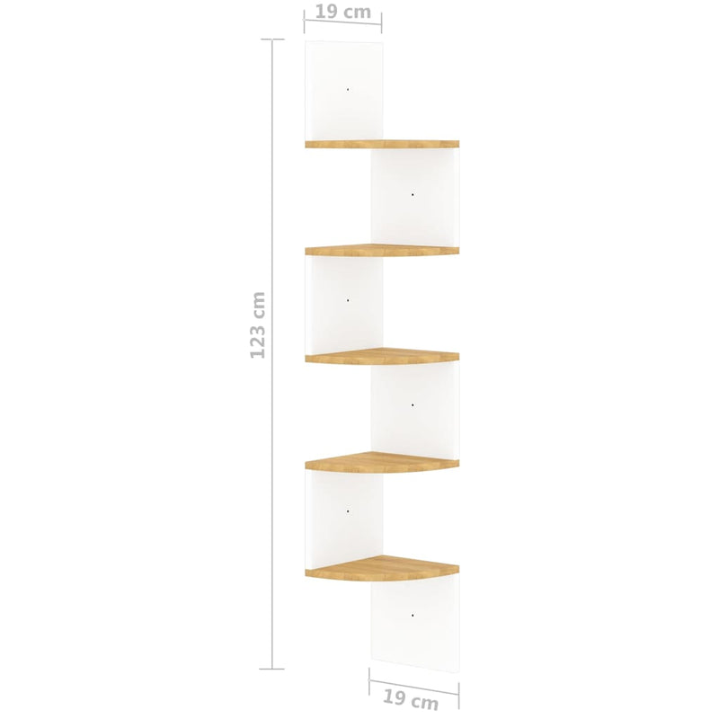 Wand-Eckregal Weiß und Sonoma-Eiche 19x19x123 cm Holzwerkstoff