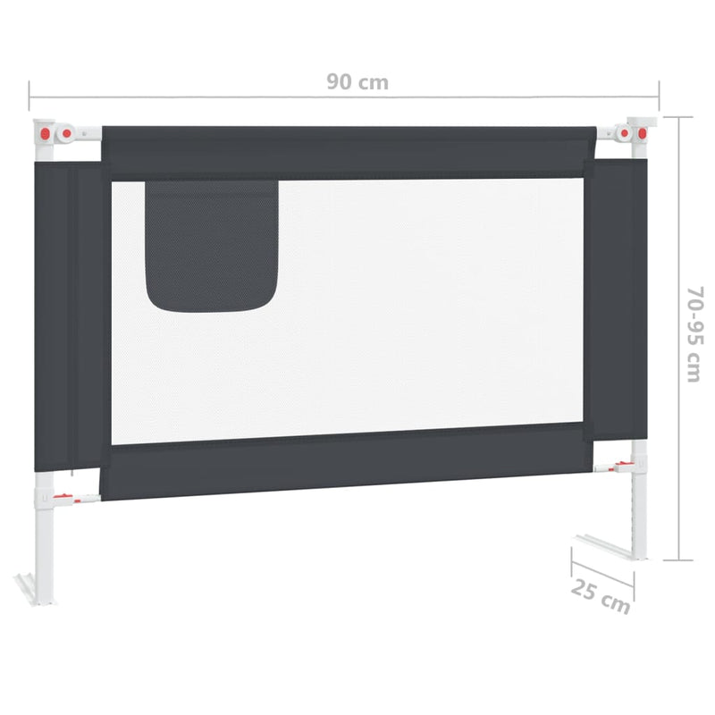 Kleinkind-Bettschutzgitter Dunkelgrau 90x25 cm Stoff