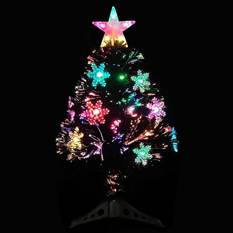 Weihnachtsbaum mit LED-Schneeflocken Schwarz 64 cm Fiberoptik