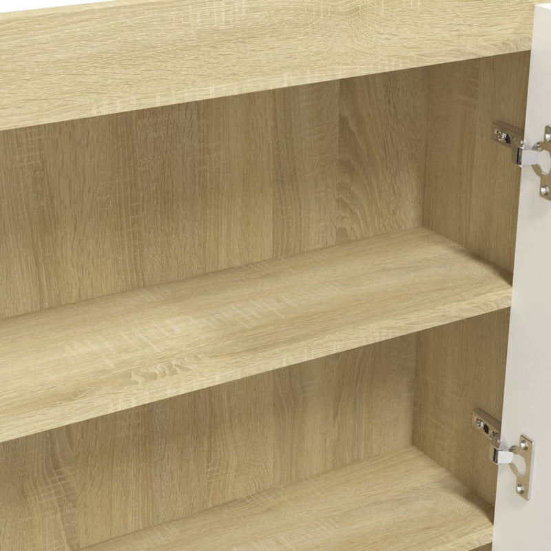 Spiegelschrank fürs Bad 80x15x60 cm MDF Weiß und Eiche-Optik