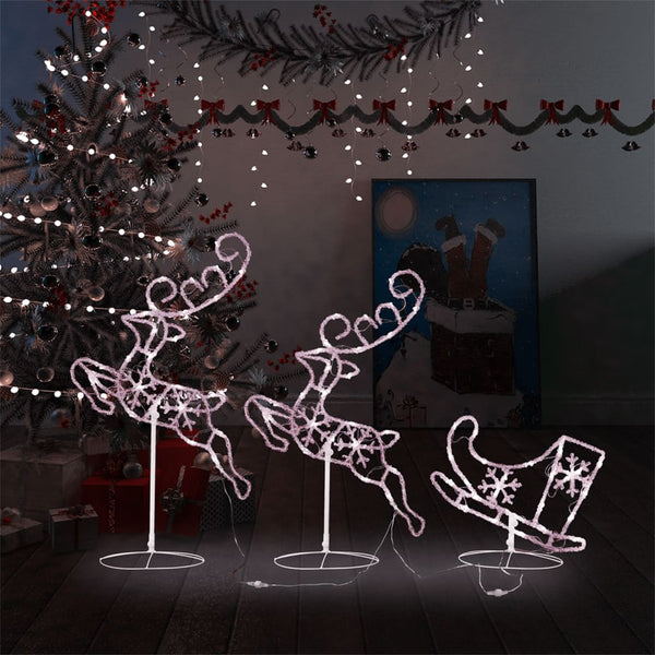 Weihnachtsdeko LED Rentiere & Schlitten Acryl 260x21x87 cm