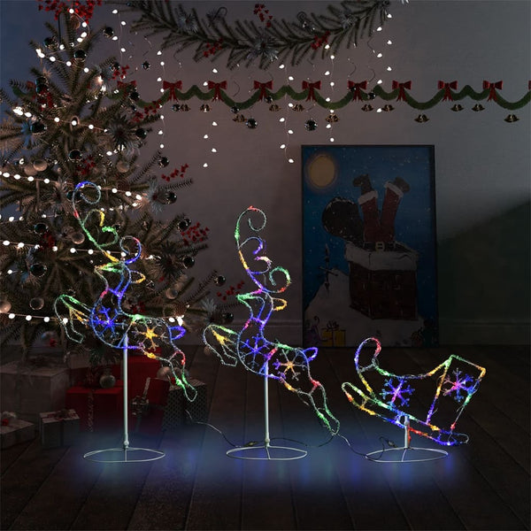 Weihnachtsdeko LED Rentiere & Schlitten Acryl 260x21x87 cm Bunt