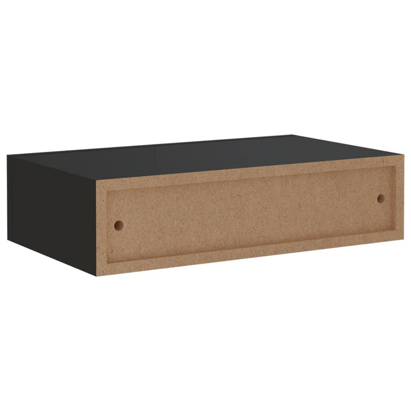 Wandregal mit Schublade Schwarz 40x23,5x10 cm MDF