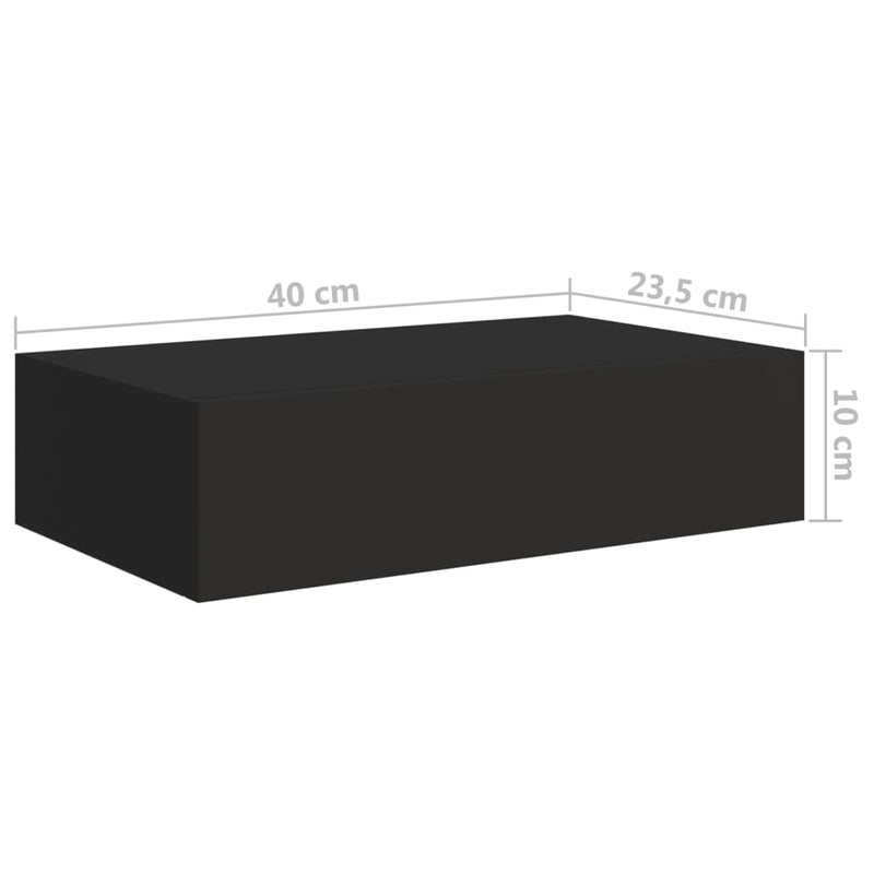 Wandregal mit Schublade Schwarz 40x23,5x10 cm MDF