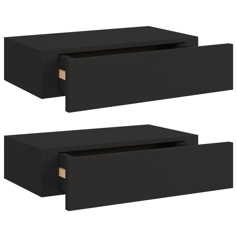 Wandregale mit Schubladen 2 Stk. Schwarz 40x23,5x10 cm MDF