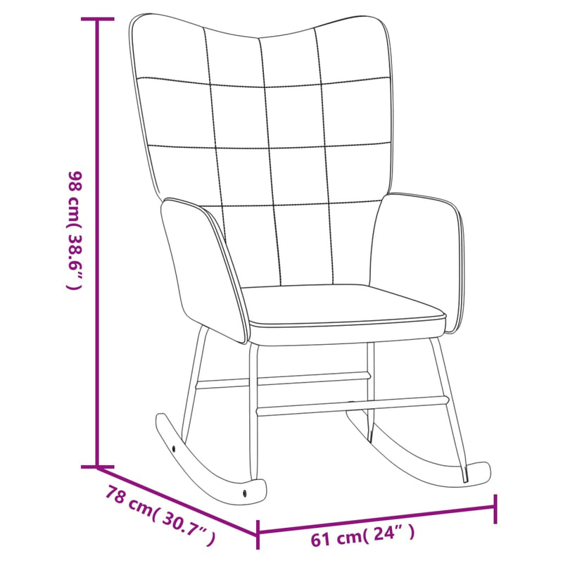 Schaukelstuhl Schwarz Samt und PVC