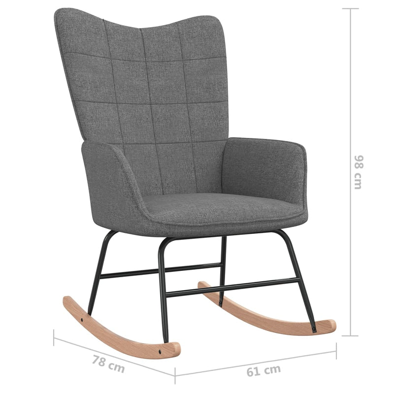 Schaukelsessel mit Hocker Dunkelgrau Stoff