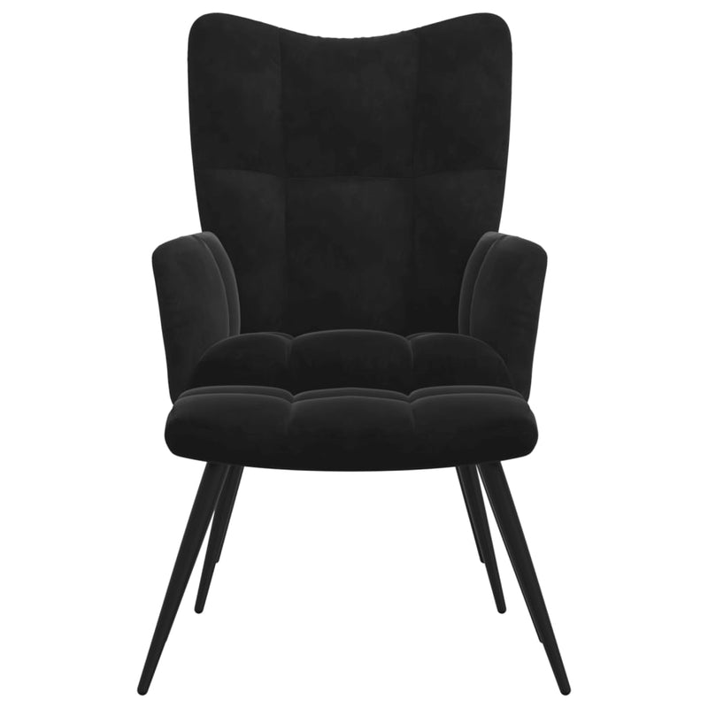 Relaxsessel mit Hocker Schwarz Samt