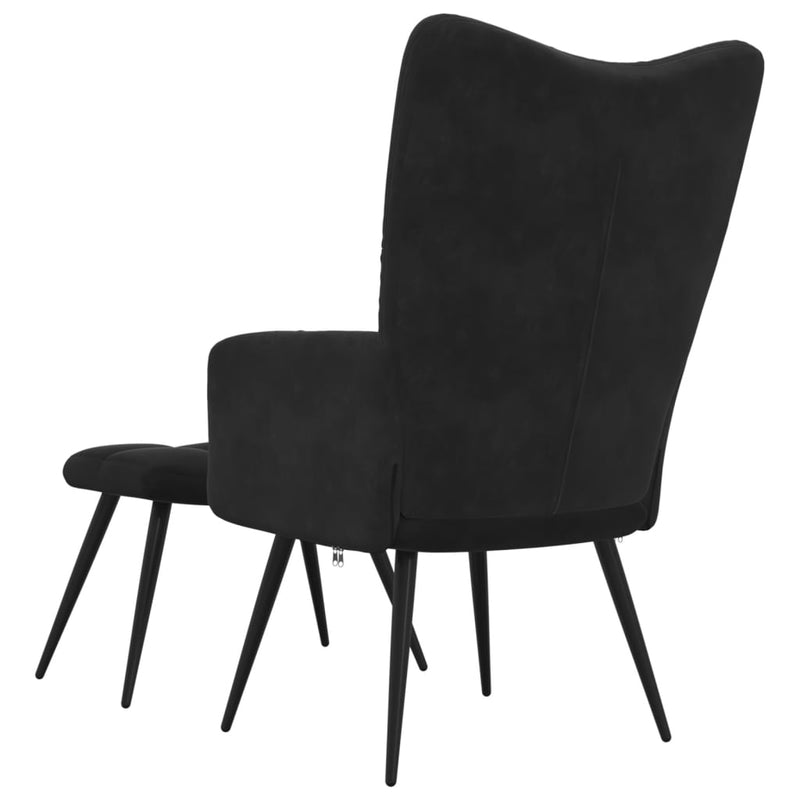 Relaxsessel mit Hocker Schwarz Samt