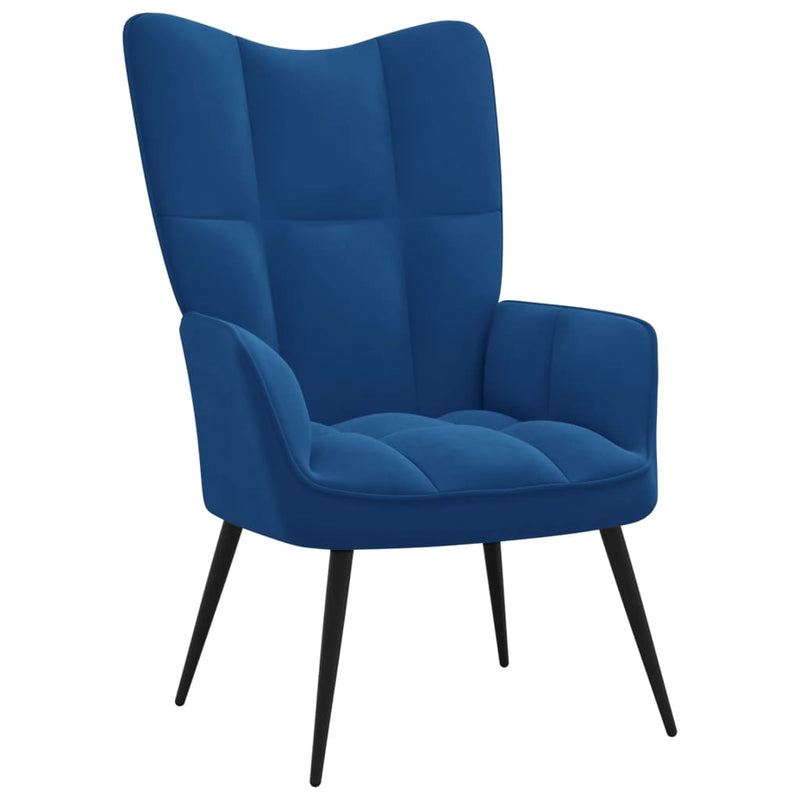 Relaxsessel mit Hocker Blau Samt