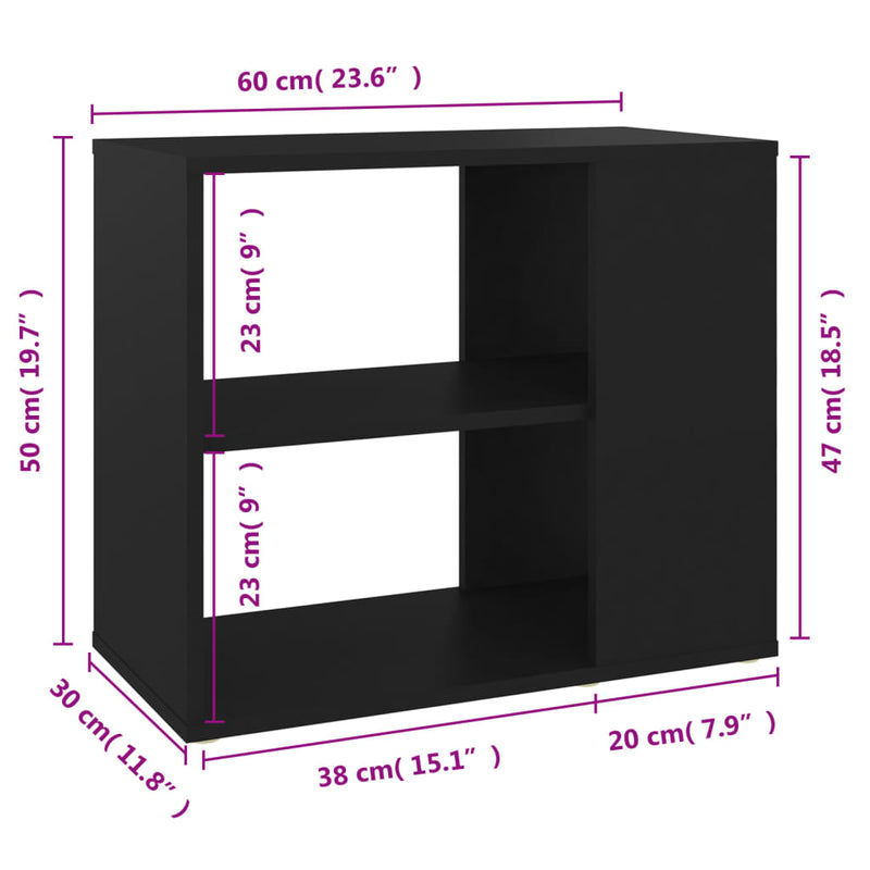 Beistelltisch Schwarz 60x30x50 cm Holzwerkstoff