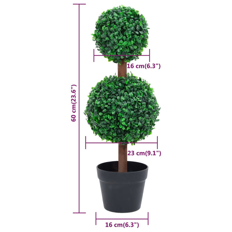 Künstlicher Buchsbaum mit Topf Kugelform Grün 60 cm
