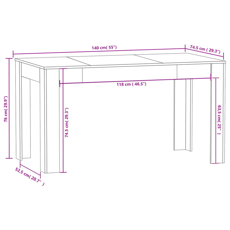 Esstisch Betongrau 140x74,5x76 cm Holzwerkstoff