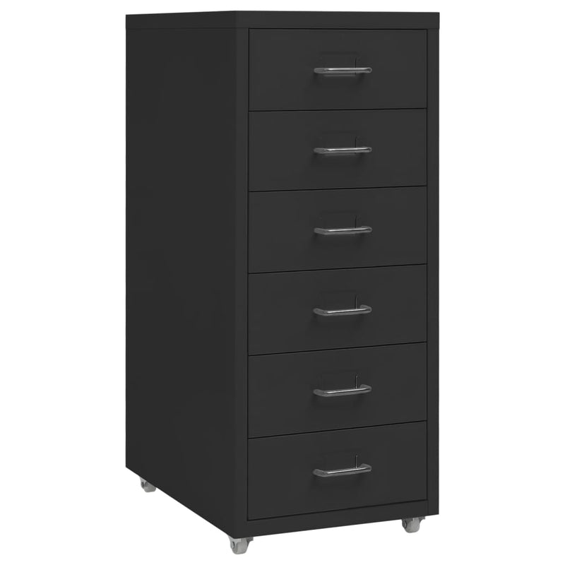 Aktenschrank mit Rollen Schwarz 28x41x69 cm Metall