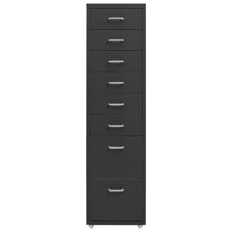 Aktenschrank mit Rollen Anthrazit 28x41x109 cm Metall