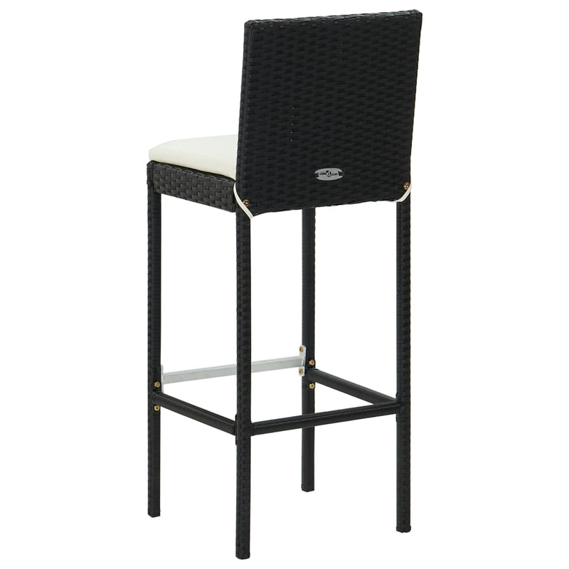 Garten-Barhocker mit Kissen 4 Stk. Schwarz Poly Rattan