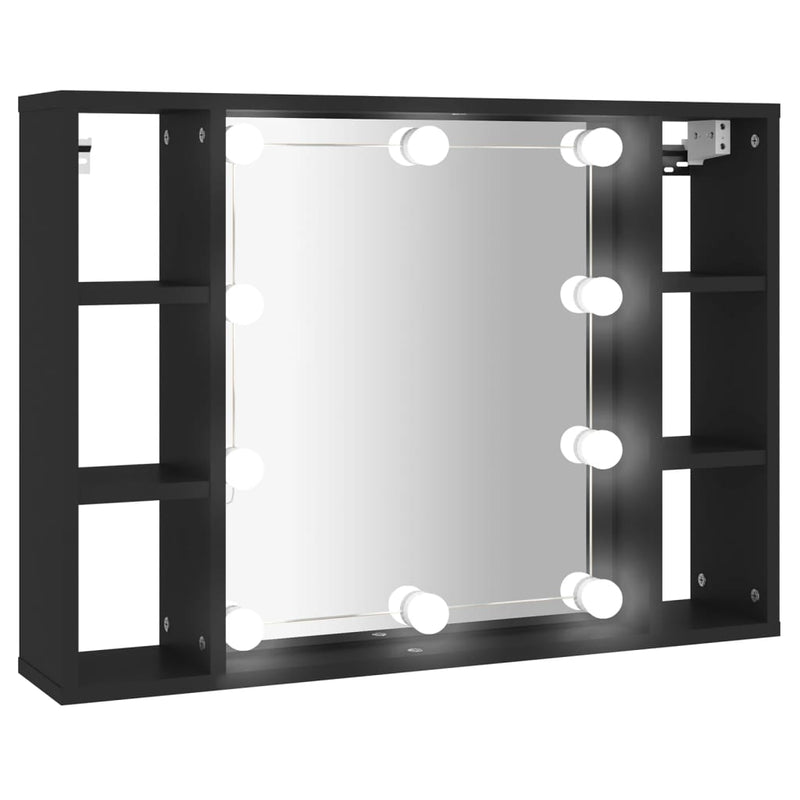 Spiegelschrank mit LED Schwarz 76x15x55 cm