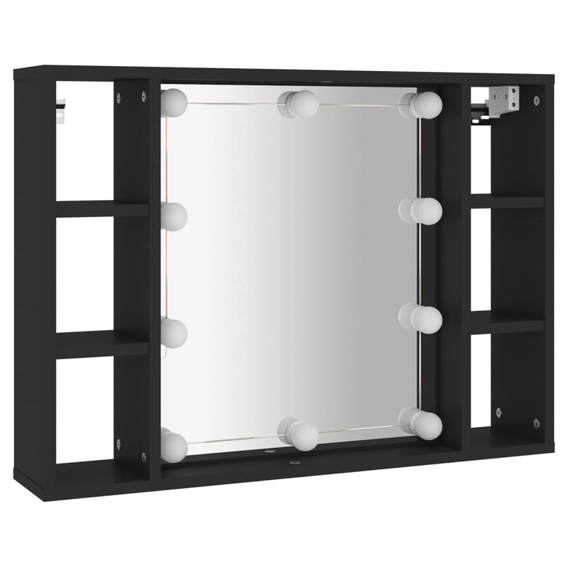 Spiegelschrank mit LED Schwarz 76x15x55 cm