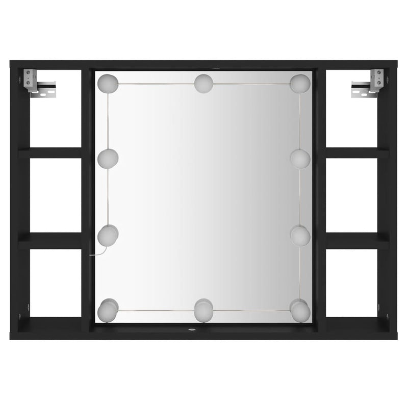 Spiegelschrank mit LED Schwarz 76x15x55 cm