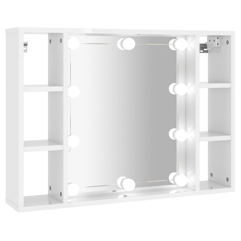 Spiegelschrank mit LED Hochglanz-Weiß 76x15x55 cm