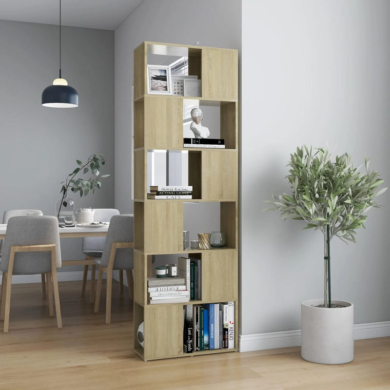 Bücherregal Raumteiler Sonoma-Eiche 60x24x186 cm Holzwerkstoff