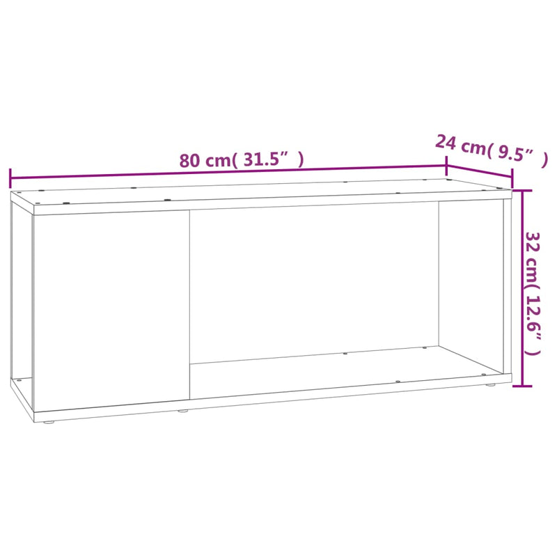 TV-Schrank Schwarz 80x24x32 cm Holzwerkstoff