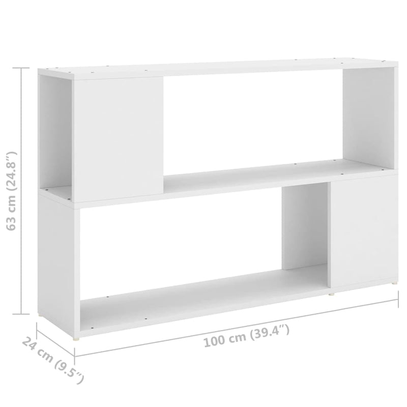 vvidaXL Bücherregal Weiß 100x24x63 cm Holzwerkstoff