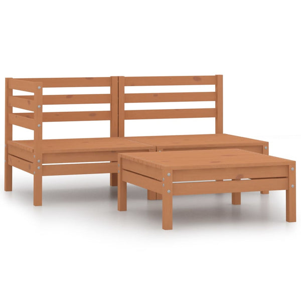 3-tlg. Garten-Lounge-Set Massivholz Kiefer Honigbraun