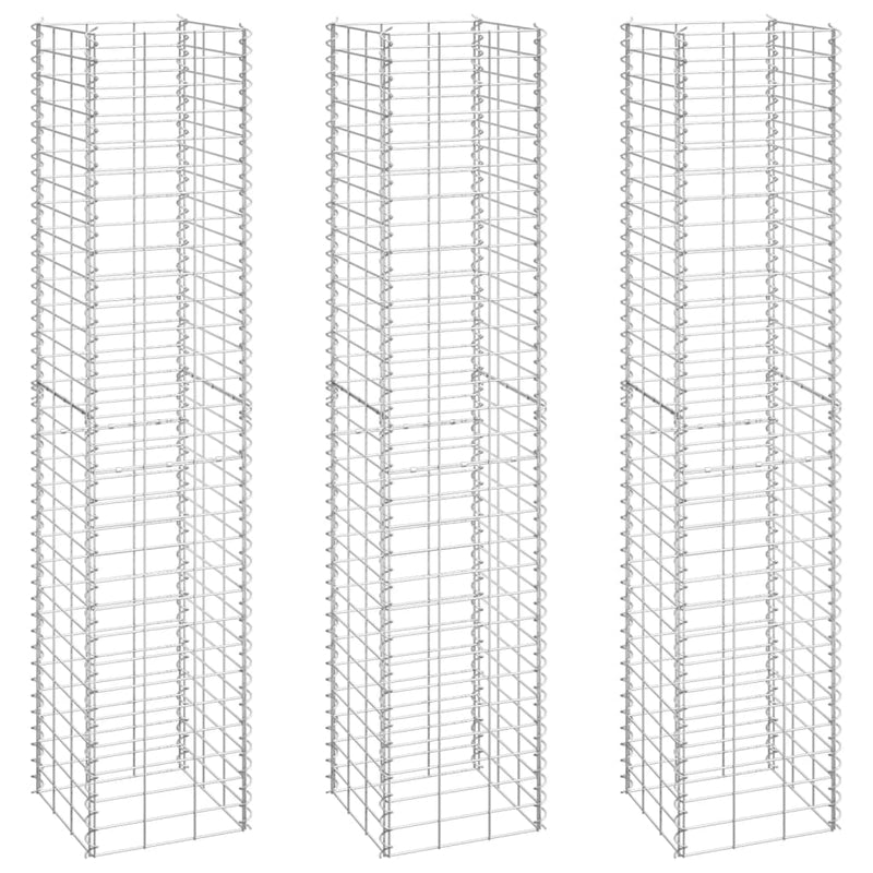 Gabionen-Hochbeete 3 Stk. 30x30x150 cm Eisen