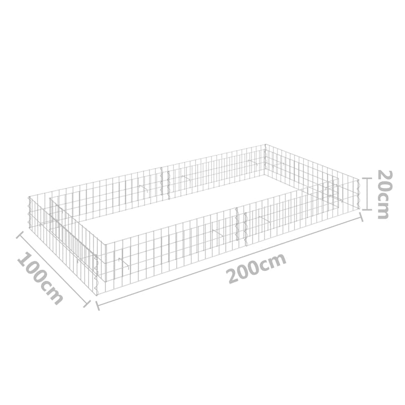 vidaXL Gabionen-Hochbeet Verzinkter Stahl 200x100x20 cm