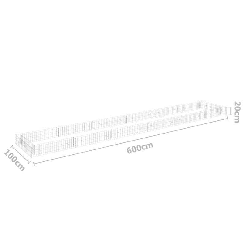 Gabionen-Hochbeet Verzinkter Stahl 600x100x20 cm