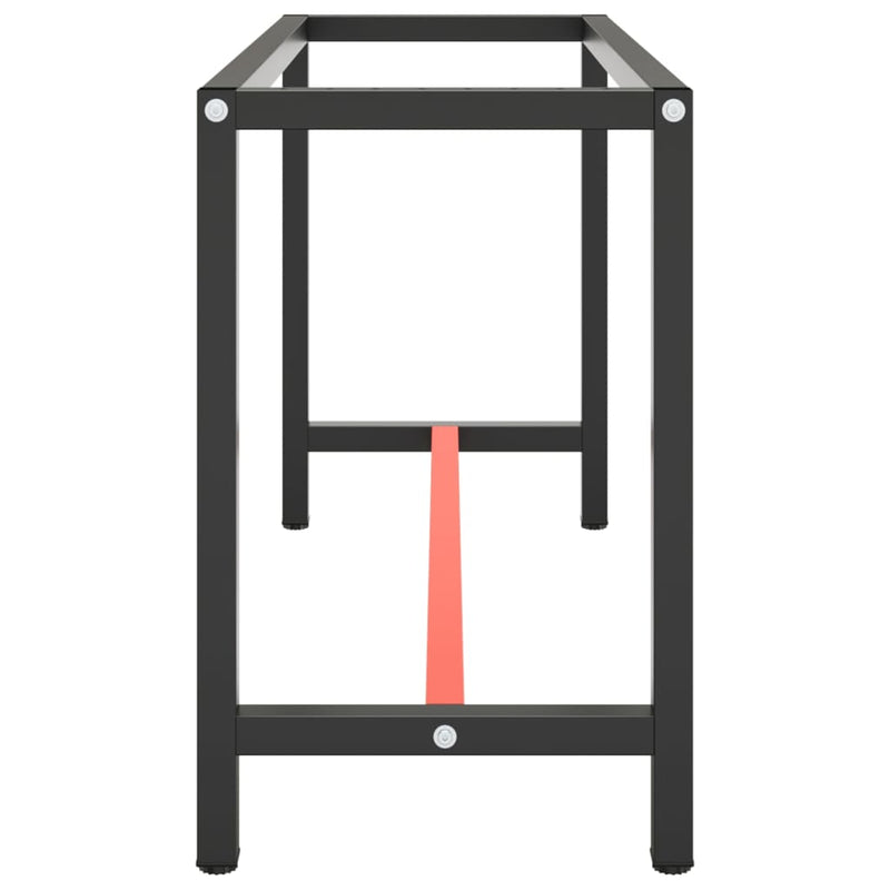 Werkbankgestell Mattschwarz und Mattrot 140x50x79 cm Metall