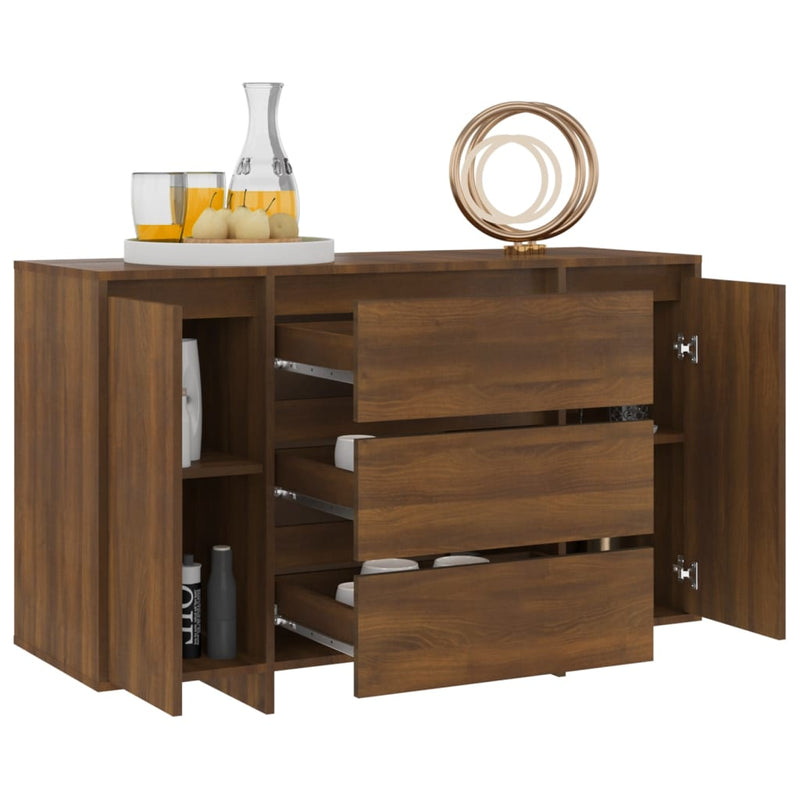 Sideboard mit 3 Schubladen Braun Eiche 120x41x75 cm