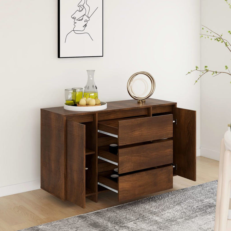 Sideboard mit 3 Schubladen Braun Eiche 120x41x75 cm