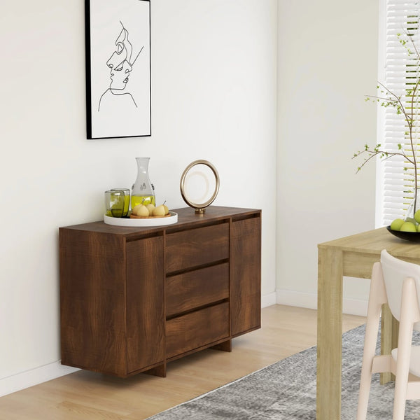 Sideboard mit 3 Schubladen Braun Eiche 120x41x75 cm