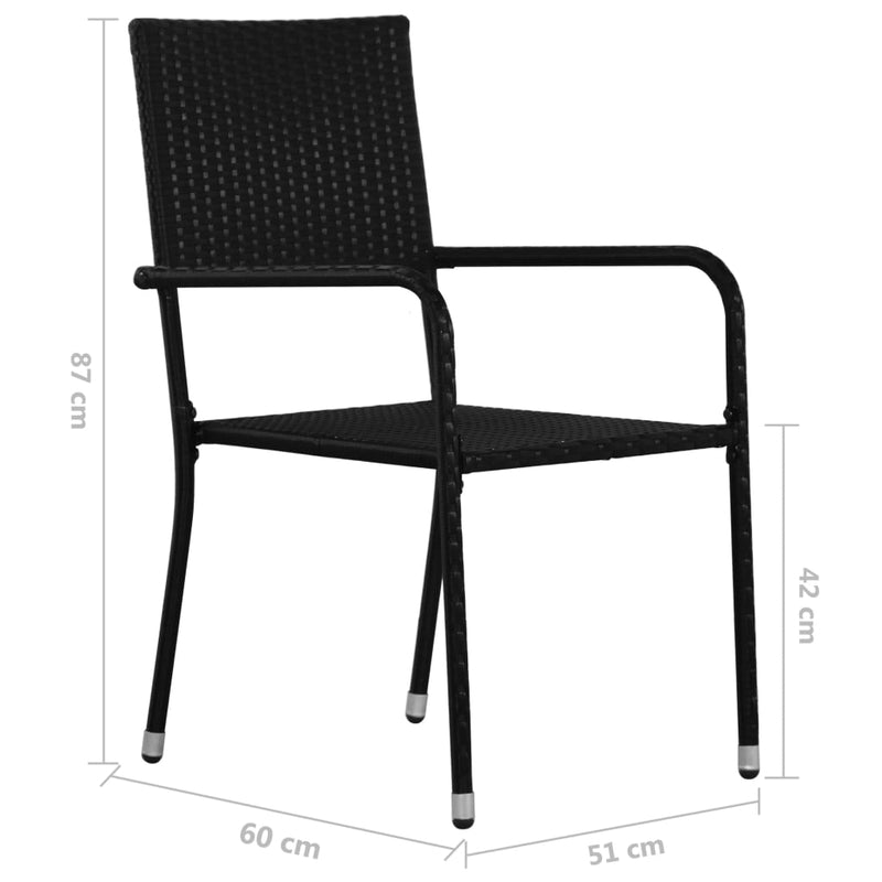 Garten-Essstühle 2 Stk. Stapelbar Schwarz Poly Rattan