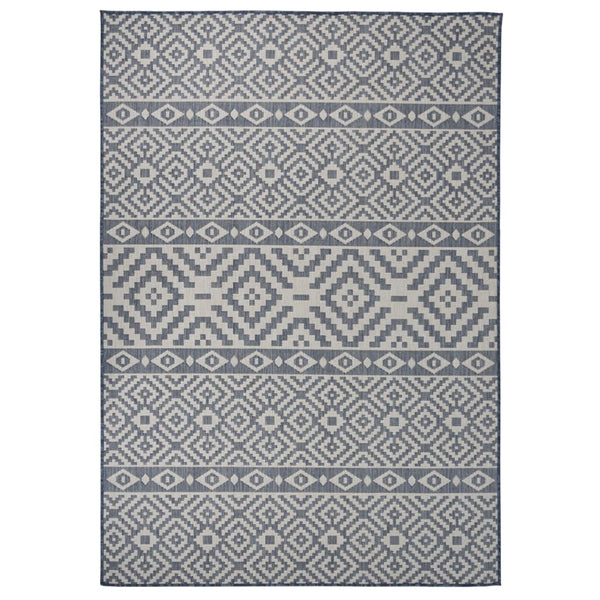 Outdoor-Teppich Flachgewebe 160x230 cm Blau Gestreift