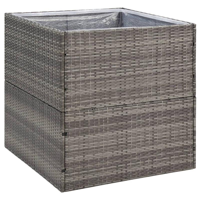 Pflanzkübel Grau 80x80x80 cm Poly Rattan