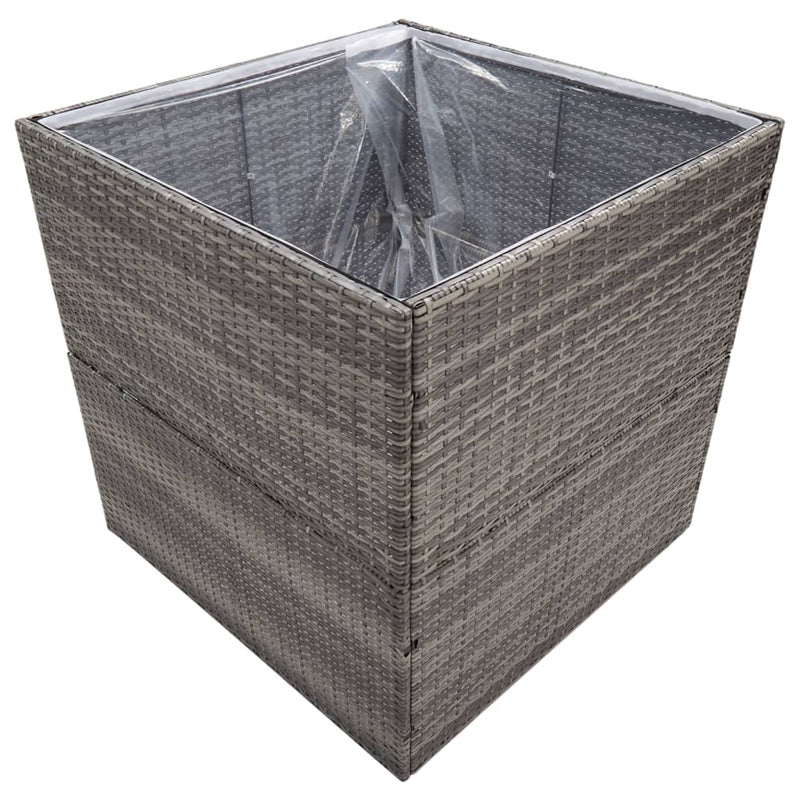 Pflanzkübel Grau 80x80x80 cm Poly Rattan