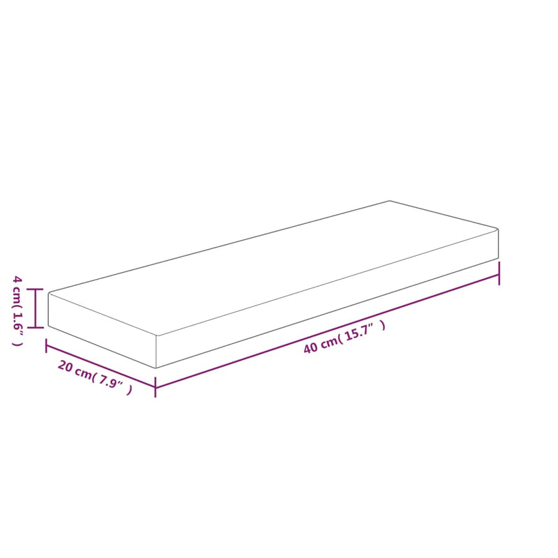 Regalboden 40x20x4 cm Unbehandeltes Massivholz Eiche