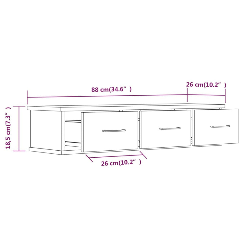 Wandschrank Räuchereiche 88x26x18,5 cm Holzwerkstoff