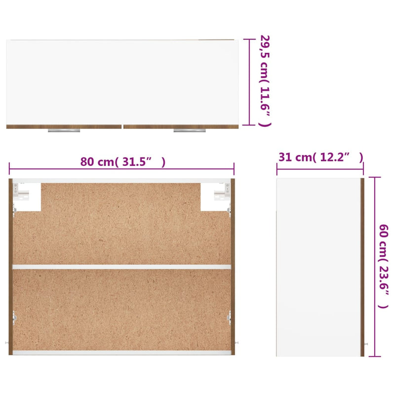 Hängeschrank Braun Eichen-Optik 80x31x60 cm Holzwerkstoff