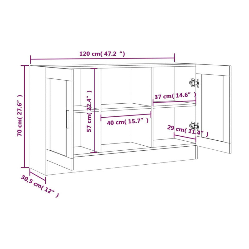 Sideboard Braun Eichen-Optik 120x30,5x70 cm Holzwerkstoff